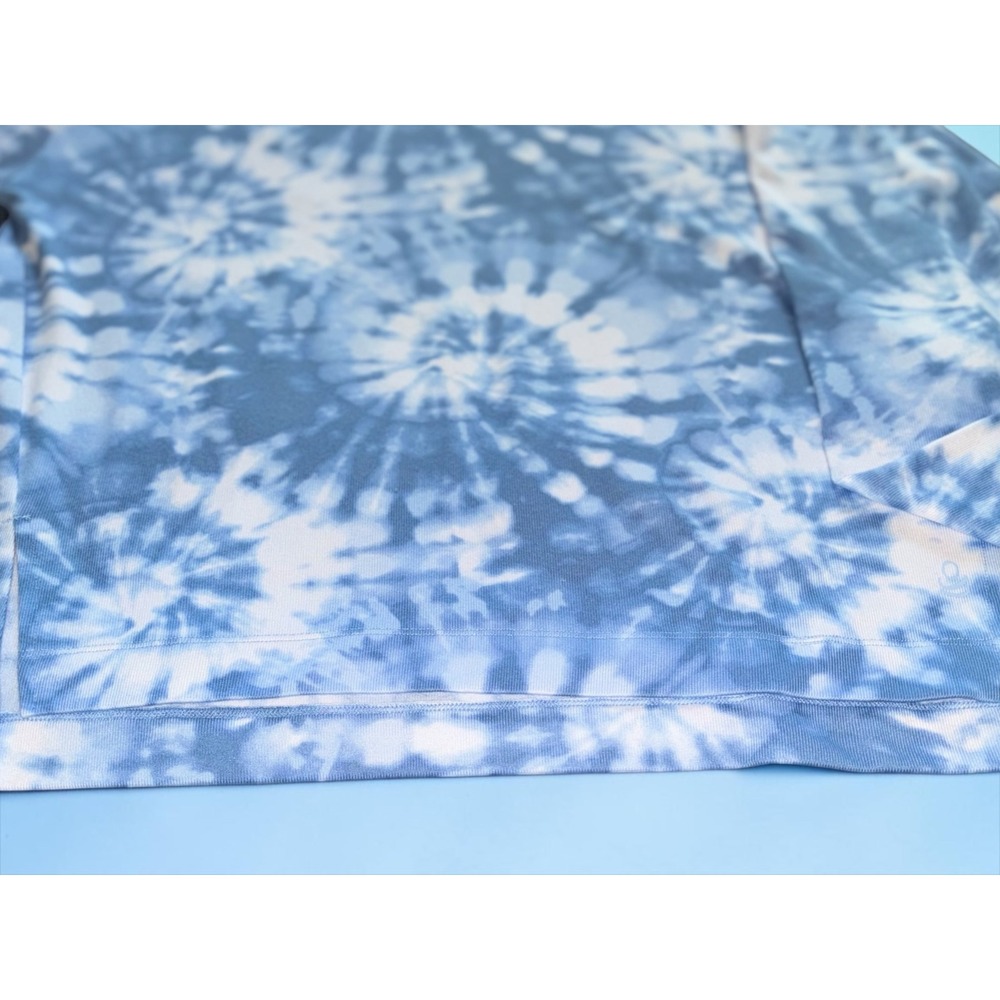 Cuddl Duds Womens Blue White Tie Dye Long Sleeve V-Neck Collared Top Size LEuc - Picture 5 of 5